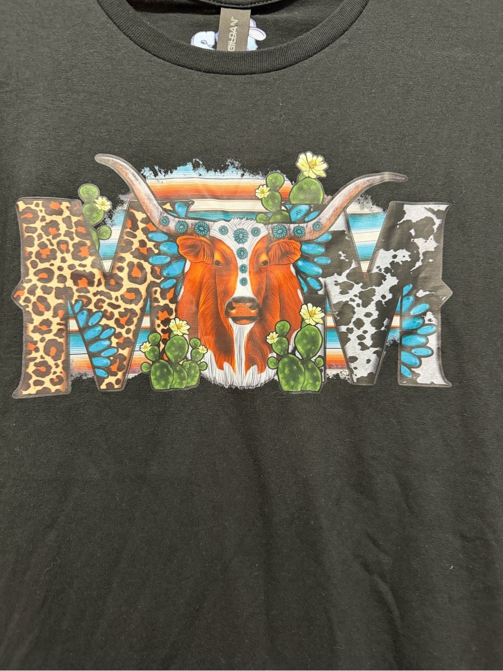 MOM Black Graphic Longhorn Tee - Picture 2 of 5